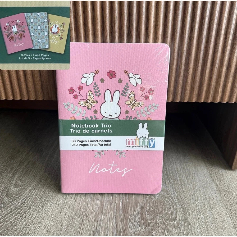 Miffy Notebook Trio 3-Pack Lined Journals Pink Yellow Blue Orange Circle Studio